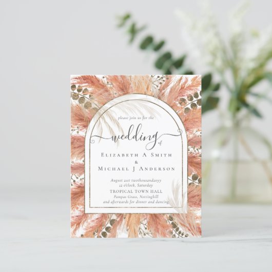 BUDGET Terracotta Pampasgras Tropische Bruiloft (Staand voorkant)