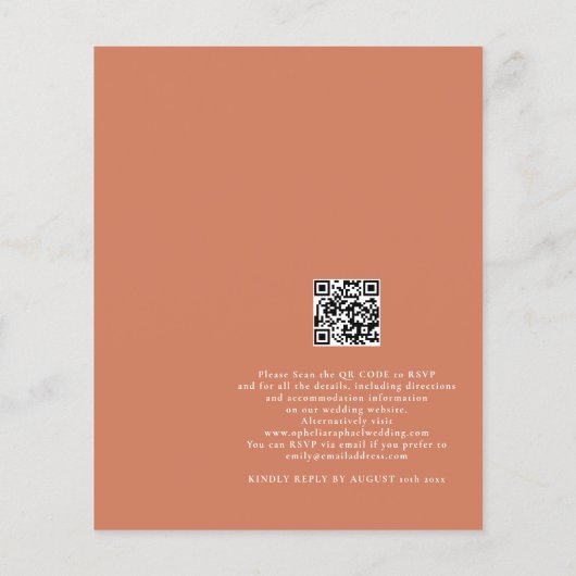 Budget Terracotta QR Code Boheemse Bruiloft Uitnod (Achterkant)