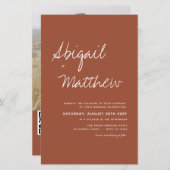 Budget Terracotta QR Code RSVP Weduwen Uitnodiging (Voorkant / Achterkant)