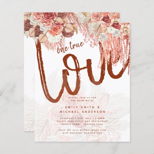 BUDGET Terracotta Roze Pampasgras Bloem Bruiloft (Voorkant / Achterkant)