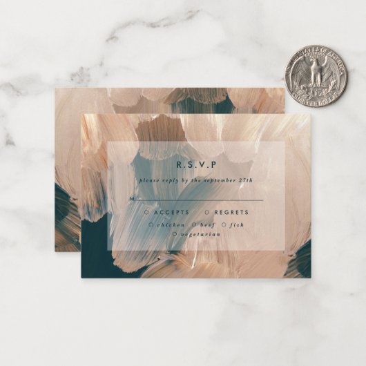 budget Terracotta schilderachtig trouw-R.S.V.P-ant Notitiekaartje (Voorkant / Achterkant in situ)