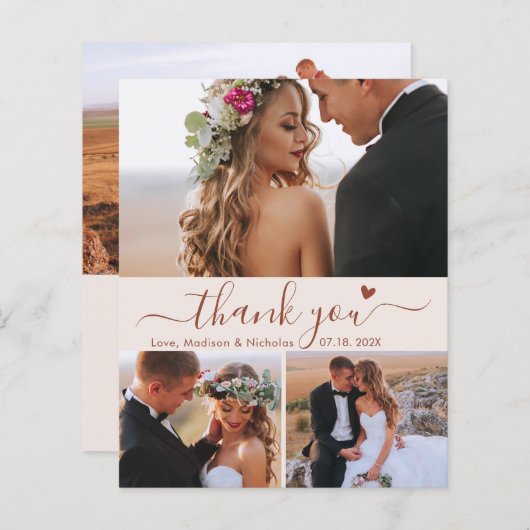 Budget terracotta script foto bruiloft dank u (Voorkant / Achterkant)