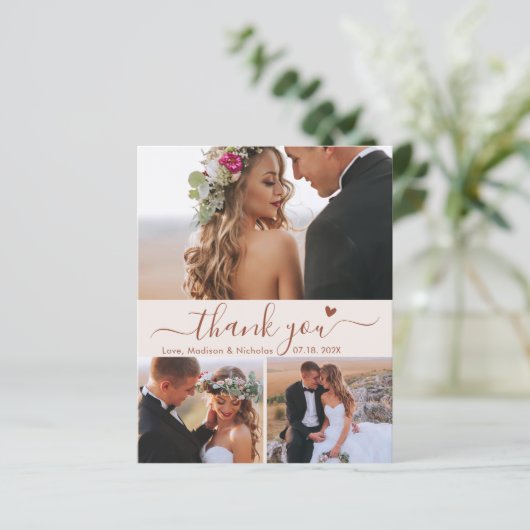 Budget terracotta script foto bruiloft dank u (Staand voorkant)