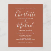 Budget Terracotta Script Photo Wedding Invitation (Voorkant)