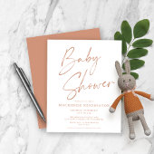 Budget Terracotta Simple Script Baby shower Uitnod