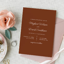 Budget Terracotta Simple Wedding Invitation