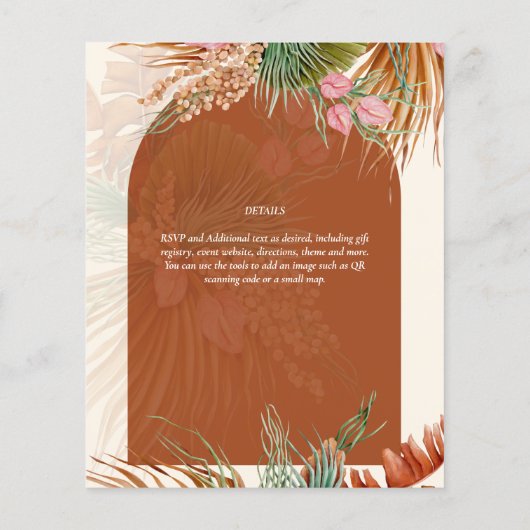 BUDGET Terracotta Tropical Pampas grass Wedding Flyer (Achterkant)