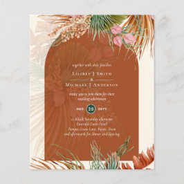 BUDGET Terracotta Tropical Pampas grass Wedding Flyer