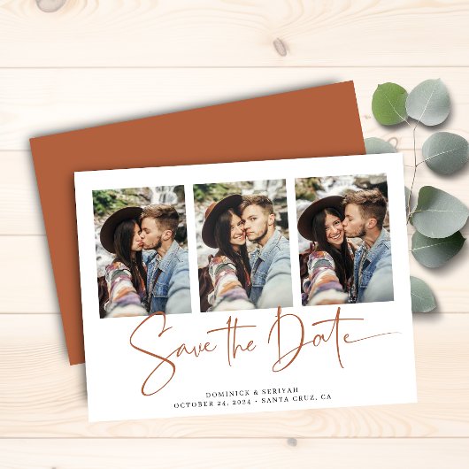 Budget Terracotta Typography Wedding Save the Date