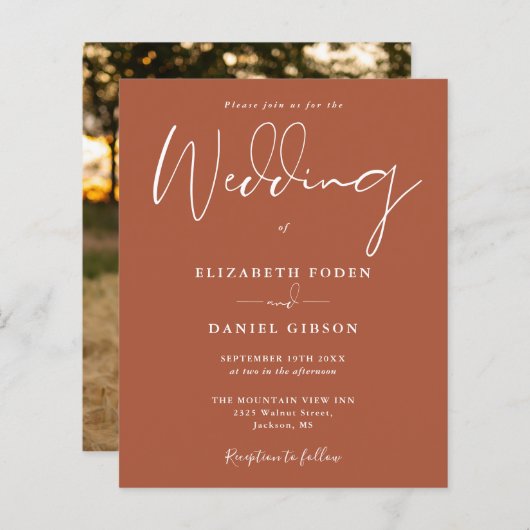 Budget Terracotta Uitnodiging tot het trekken van (Voorkant / Achterkant)