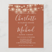 Budget terracotta verlichting foto bruiloft uitnod (Voorkant)