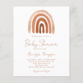 Budget Terracotta Waterverf Rainbow Baby shower (Voorkant)