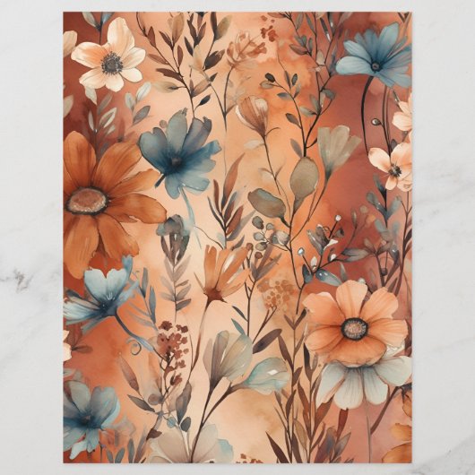 Budget Terracotta Waterverf Wildflower Bruiloft Flyer (Achterkant)