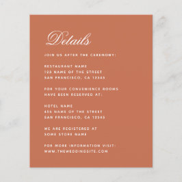 Budget Terracotta Wedding Details Enclosure Card