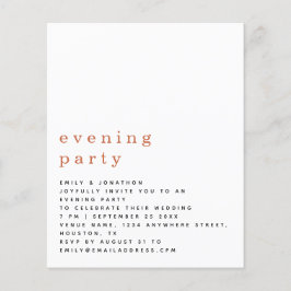 BUDGET Terracotta Wedding Evening Party nodigt uit