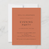 Budget Terracotta Wedding Evening Party nodigt uit Kaart (Voorkant)