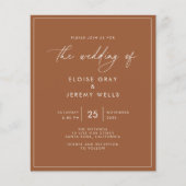 Budget Terracotta Wedding Invitation Flyer (Voorkant)
