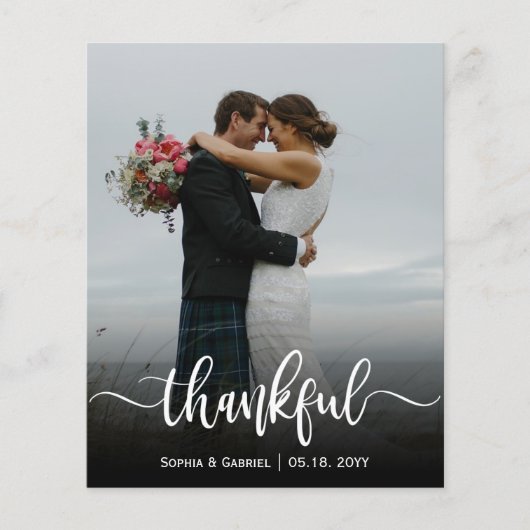 Budget Thankful script Weduwfoto Dank u (Voorkant)
