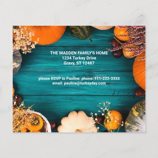 Budget Thanksgiving Dinner Feast Blue Pumpkin Flyer (Achterkant)