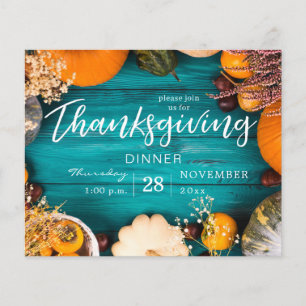Budget Thanksgiving Dinner Feast Blue Pumpkin Flyer