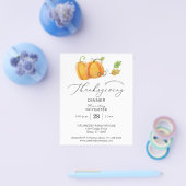 Budget Thanksgiving Duo Pompoen Aquarel Diner Flyer (Enkel)