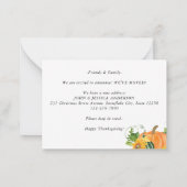 Budget Thanksgiving Nieuwe Thuis Pompoen Verhuis K Notitiekaartje (Achterkant)