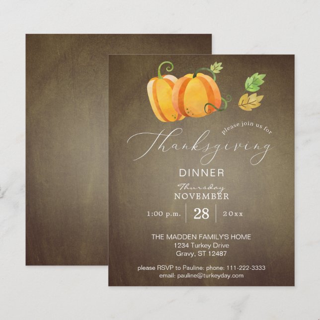 Budget Thanksgiving Pompoen Duo Goud Eetkamer (Voorkant / Achterkant)