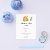 Budget Thanksgiving Pompoen Watercolor Diner Flyer (Enkel)