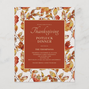 Budget Thanksgiving Potluck Terracotta Invitation
