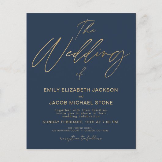 Budget The Wedding of Gold Navy Blue Flyer (Voorkant)