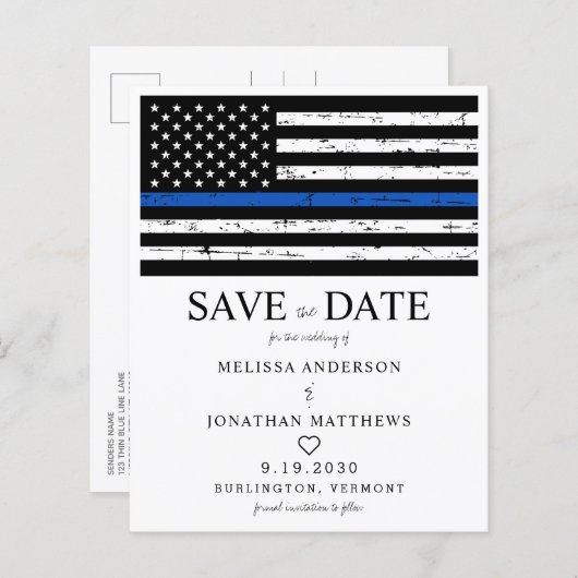 Budget Thin Blue Line Law Enforcement Wedding (Voorkant / Achterkant)