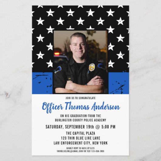 Budget Thin Blue Line Photo Police Afstuderen (Voorkant)