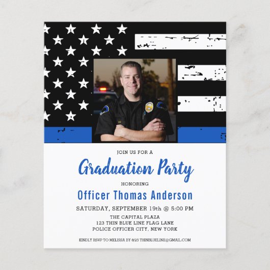 Budget Thin Blue Line Police Officer Afstuderen (Voorkant)