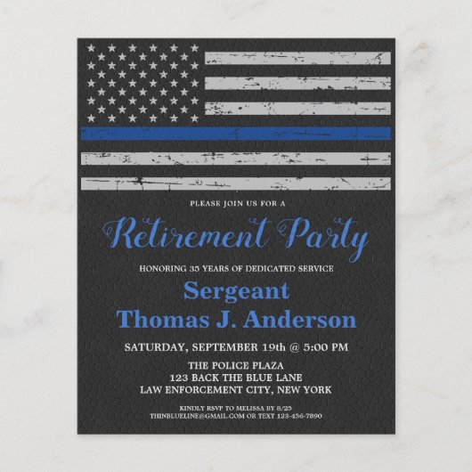 Budget Thin Blue Line Police Retirement Party (Voorkant)