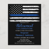 Budget Thin Blue Line Police Retirement Party Invi (Voorkant)