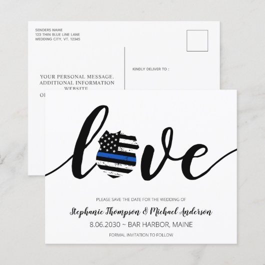 Budget Thin Blue Line Police Thormed Wedding (Voorkant / Achterkant)