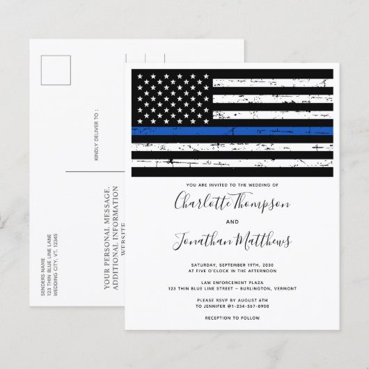 Budget Thin Blue Line Police Weddenschap (Voorkant / Achterkant)