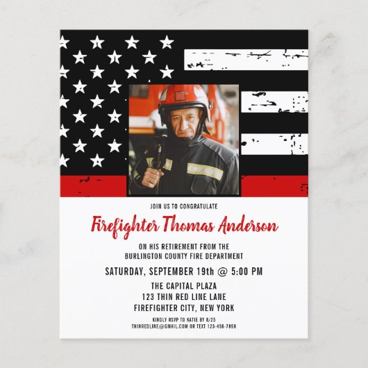 Budget Thin Red Line Foto Firefighter Retirement (Voorkant)