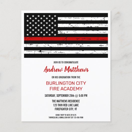 Budget Thin Red Line Law Firefighter Afstuderen (Voorkant)