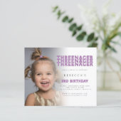 Budget Threenager Foto Overlay 3e Verjaardag Lila (Staand voorkant)