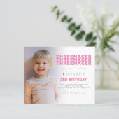 Budget Threenager foto overlay 3e verjaardag roze (Staand voorkant)