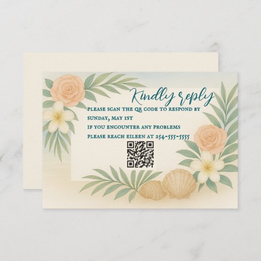 Budget Tide & Bloom RSVP-kaart (Voorkant / Achterkant)