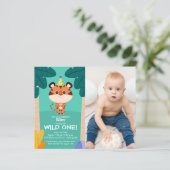 Budget Tiger Kind Foto Birthday - Uitnodigingen (Staand voorkant)