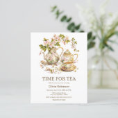 Budget Tijd Voor Tea Spring Baby shower Uitnodigin (Staand voorkant)