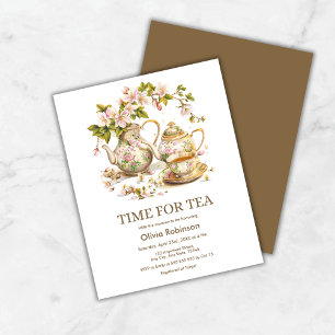 Budget Tijd Voor Tea Spring Baby shower Uitnodigin