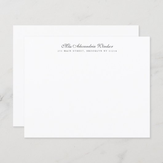 Budget Timeless Elegant Name Address Note Card (Voorkant / Achterkant)