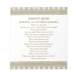 Budget Toga Party Quiz Notitieblok