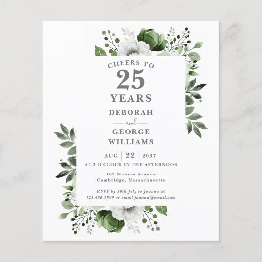 Budget Toost Op 25 Jaar Jubileum Uitnodiging (Voorkant)