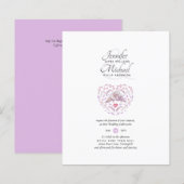 Budget Tortelduifjes Mauve Wedding Invites (Voorkant / Achterkant)