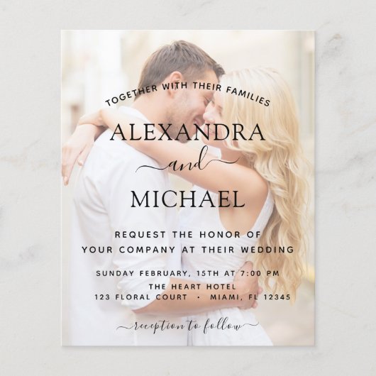 Budget Transparante Foto Wedding Invitations (Voorkant)